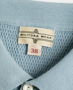 Jacquard Short Sleeve Polo Shirt Light Blue Vintage Knit