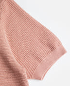 Jacquard Short Sleeve Polo Shirt Pink Vintage Knit Retro Pattern