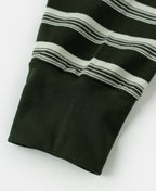 Heavyweight Stripe Crewneck Long Sleeve T-Shirt White Green