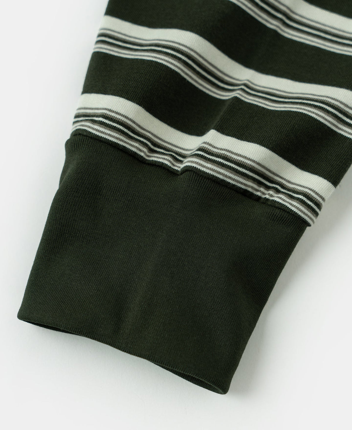 Heavyweight Stripe Crewneck Long Sleeve T-Shirt White Green