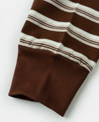 Heavyweight Stripe Crewneck Long Sleeve T-Shirt White Coffee