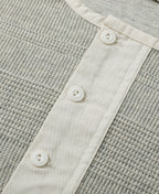 Waffle Knit Jacquard Henley Shirt Gray Long Sleeve