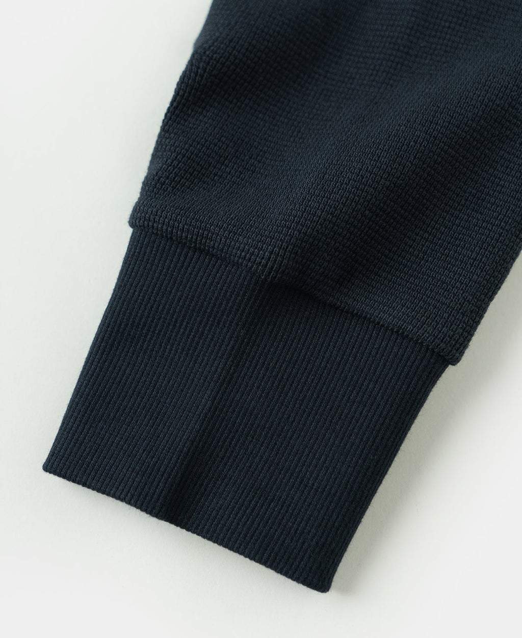 Cotton Blend Waffle Long Sleeve T-Shirt Navy Textured