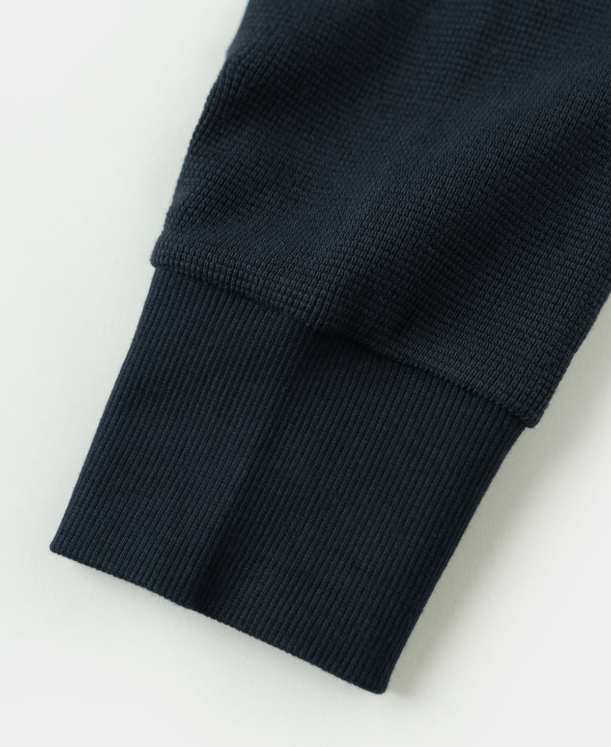 Cotton Blend Waffle Long Sleeve T-Shirt Navy Textured