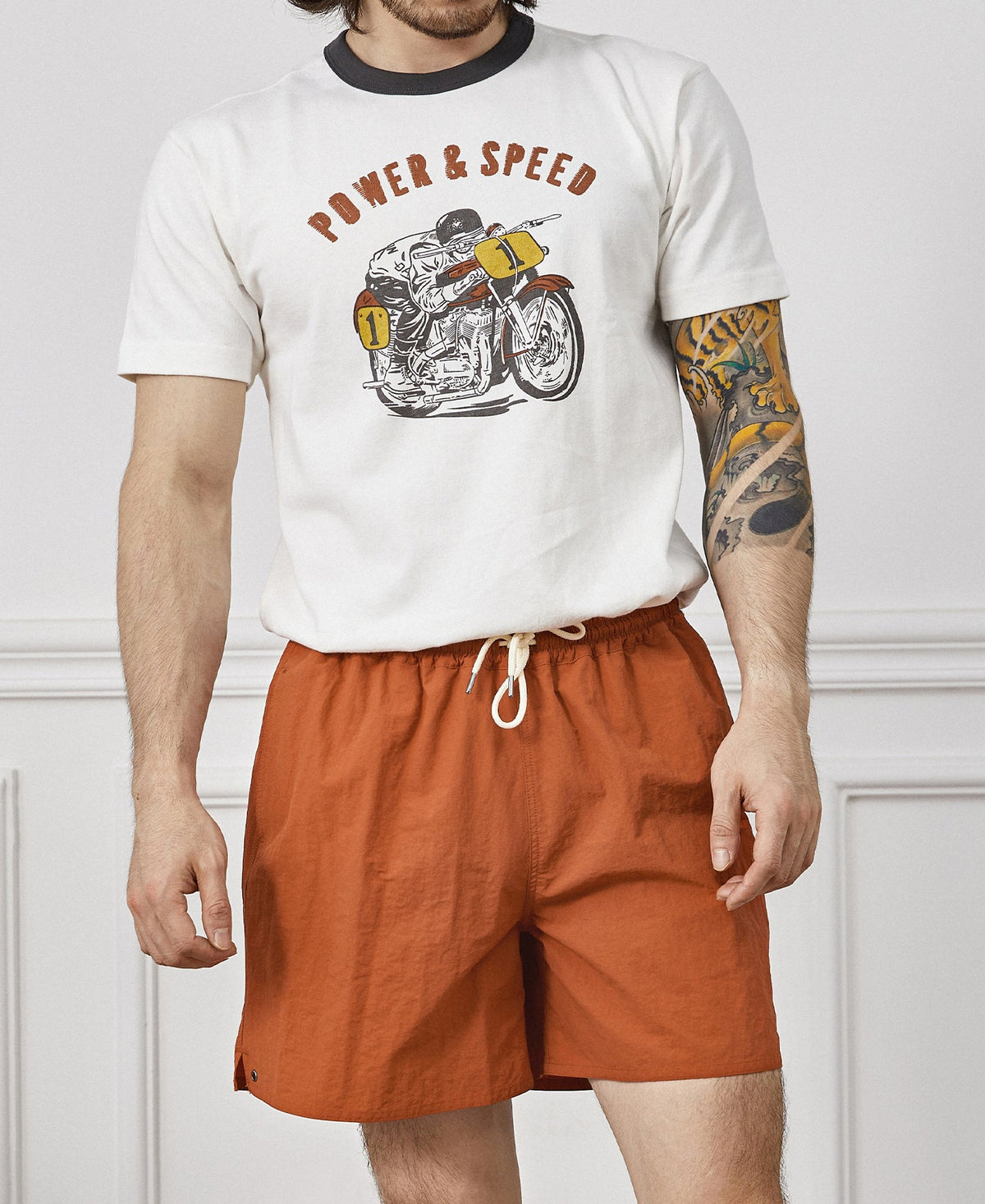 5-Inch Nylon Swim Shorts Orange Lightweight Beach Ready