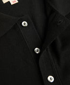 High Twist Cotton Knit Polo Black Structured Short Sleeve