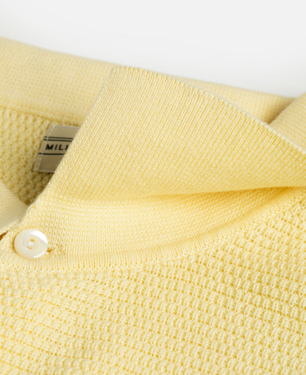 Jacquard Short Sleeve Polo Shirt Yellow Vintage Knit Bold Retro