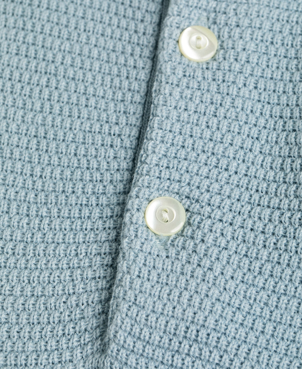 Jacquard Short Sleeve Polo Shirt Light Blue Vintage Knit