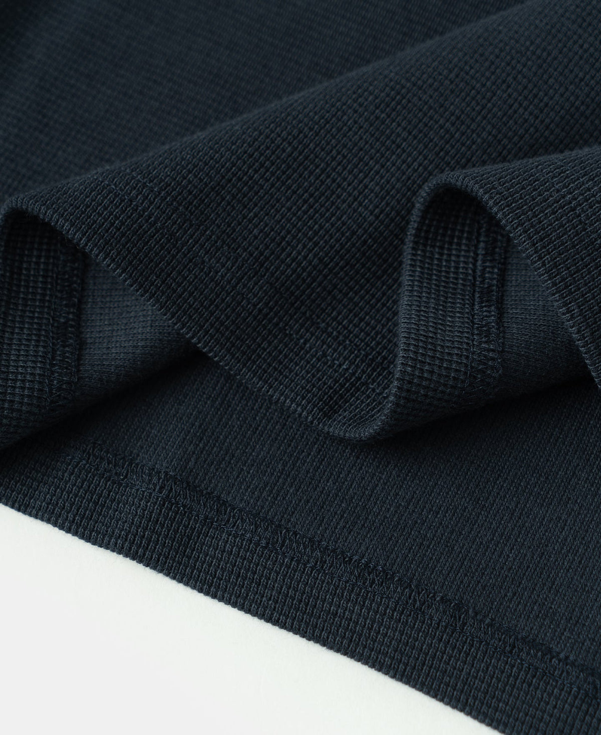 Cotton Blend Waffle Long Sleeve T-Shirt Navy Textured