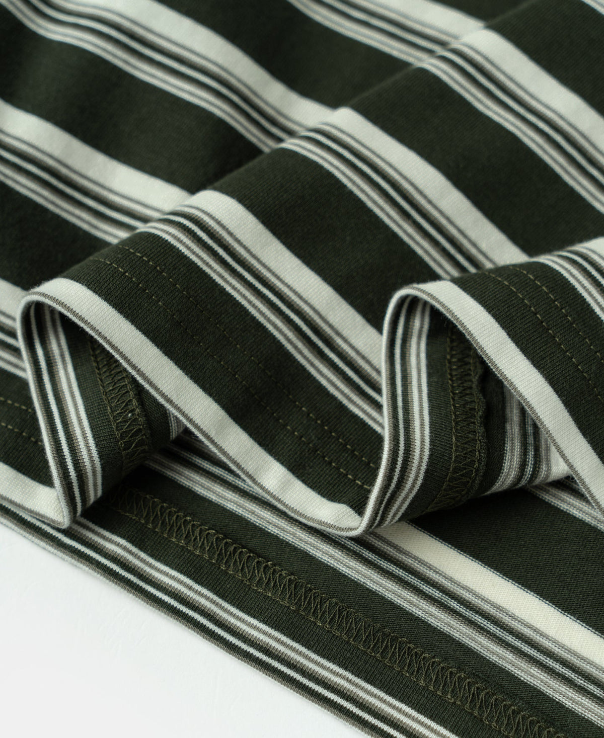 Heavyweight Stripe Crewneck Long Sleeve T-Shirt White Green