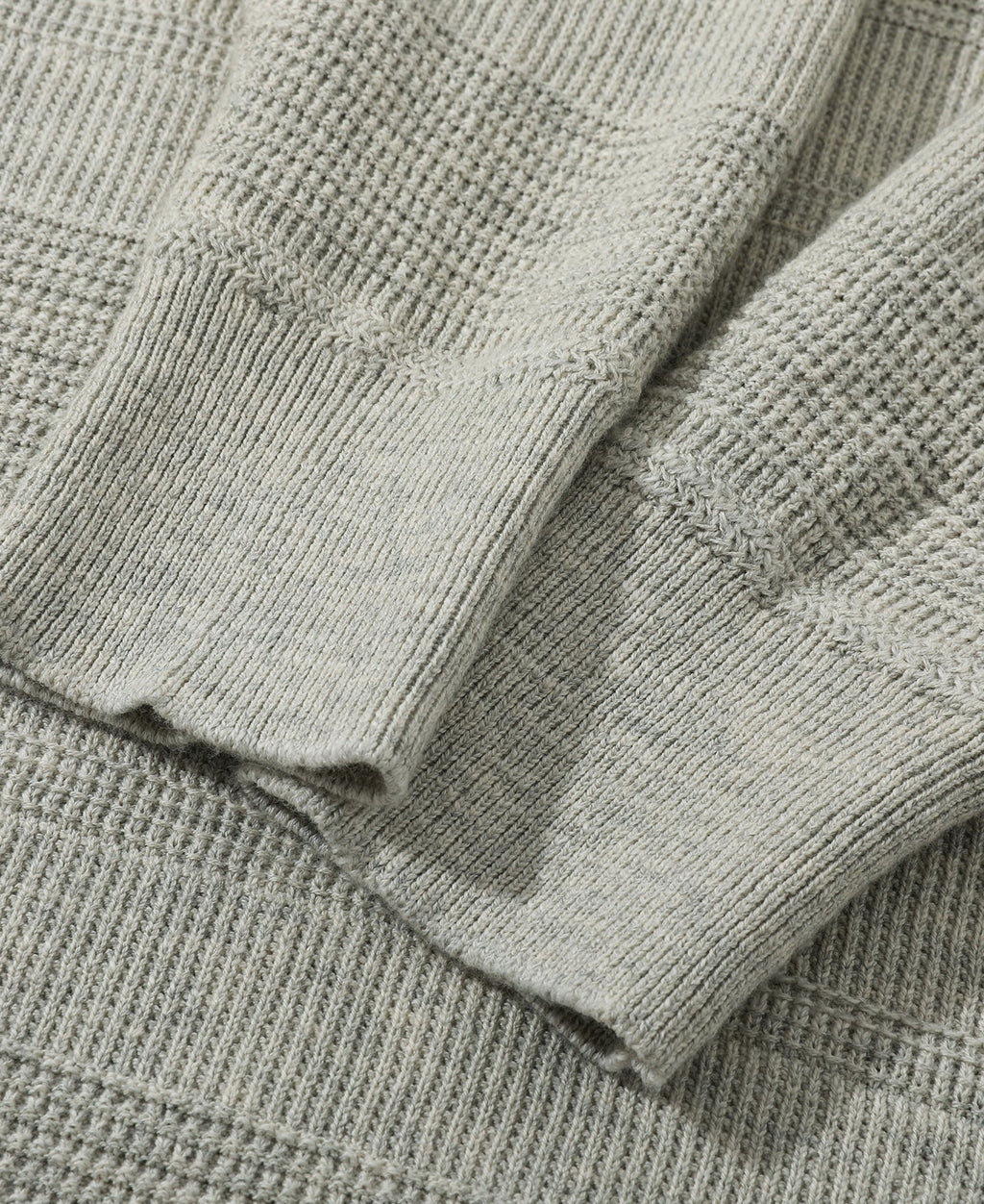 Waffle Knit Jacquard Henley Shirt Gray Long Sleeve