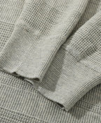 Waffle Knit Jacquard Henley Shirt Gray Long Sleeve