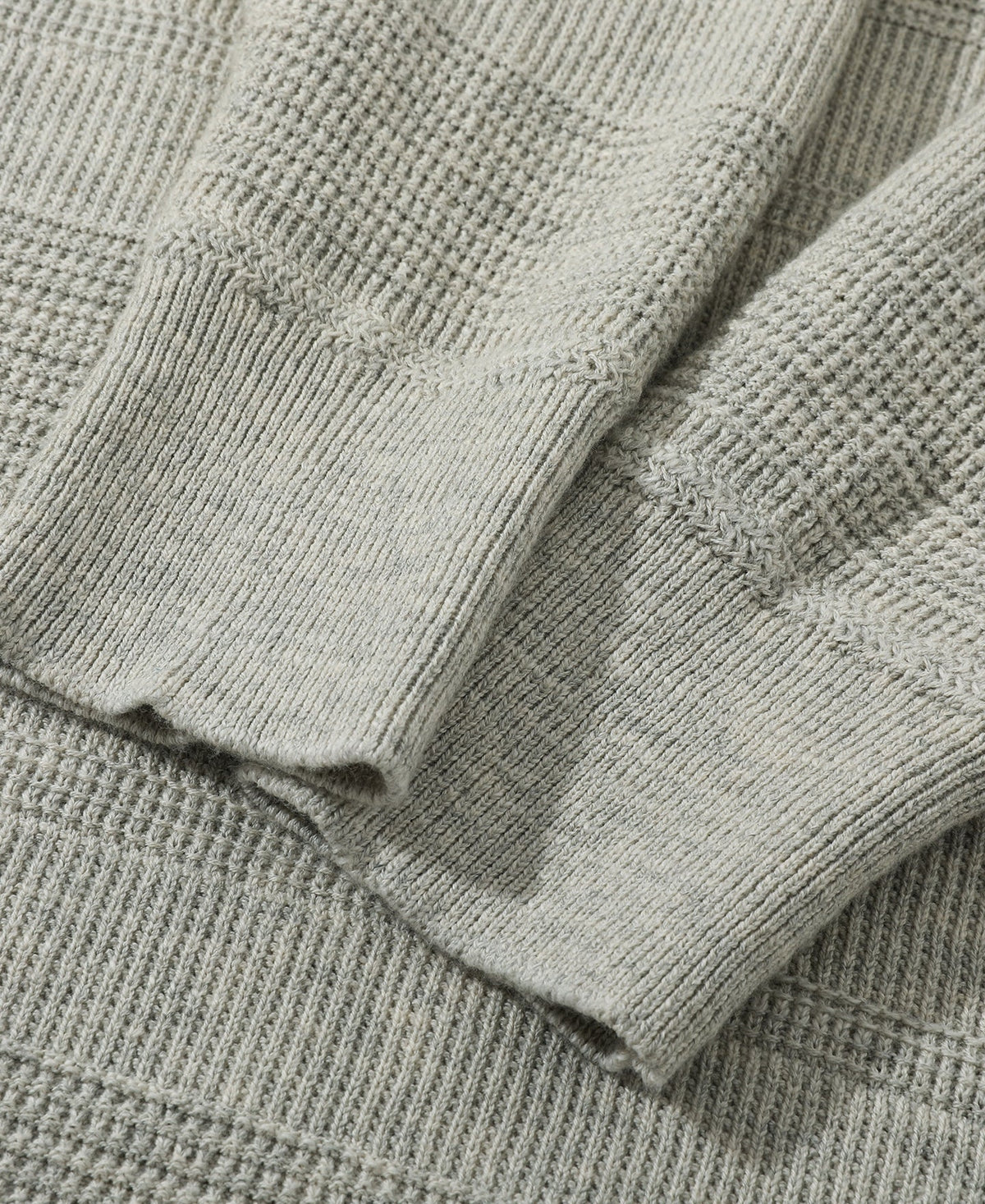 Waffle Knit Jacquard Henley Shirt Gray Long Sleeve