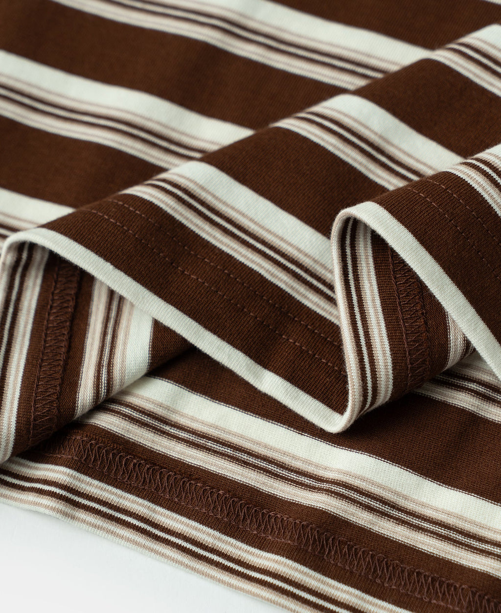 Heavyweight Stripe Crewneck Long Sleeve T-Shirt White Coffee
