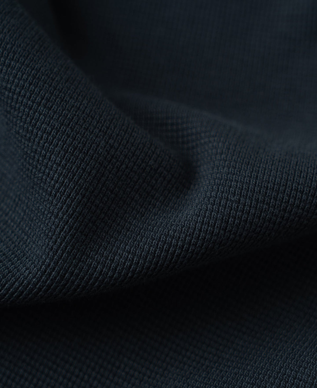 Cotton Blend Waffle Long Sleeve T-Shirt Navy Textured
