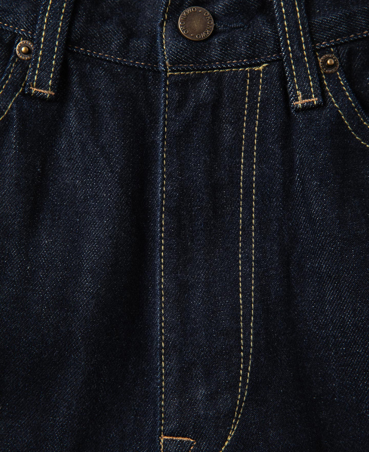 13.2oz Embroidered Pocket Denim Jeans Prewashed Slim Straight