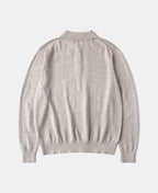 Slub Cotton Long Sleeve Knit Polo Oatmeal Neutral Soft Texture