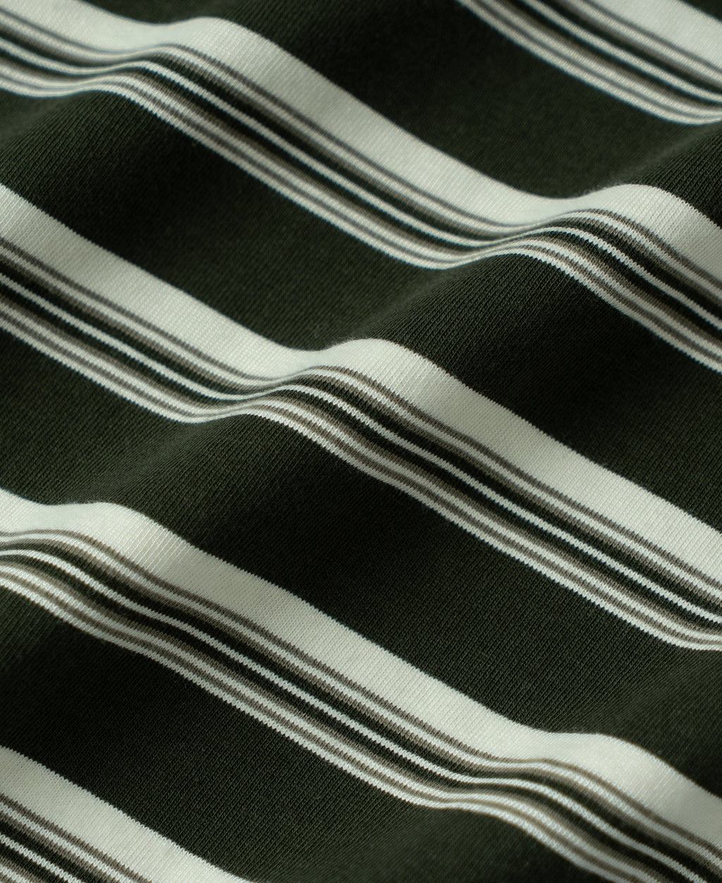 Heavyweight Stripe Crewneck Long Sleeve T-Shirt White Green