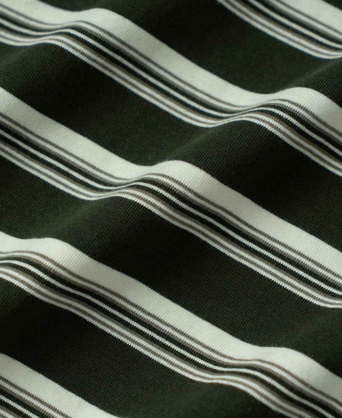 Heavyweight Stripe Crewneck Long Sleeve T-Shirt White Green