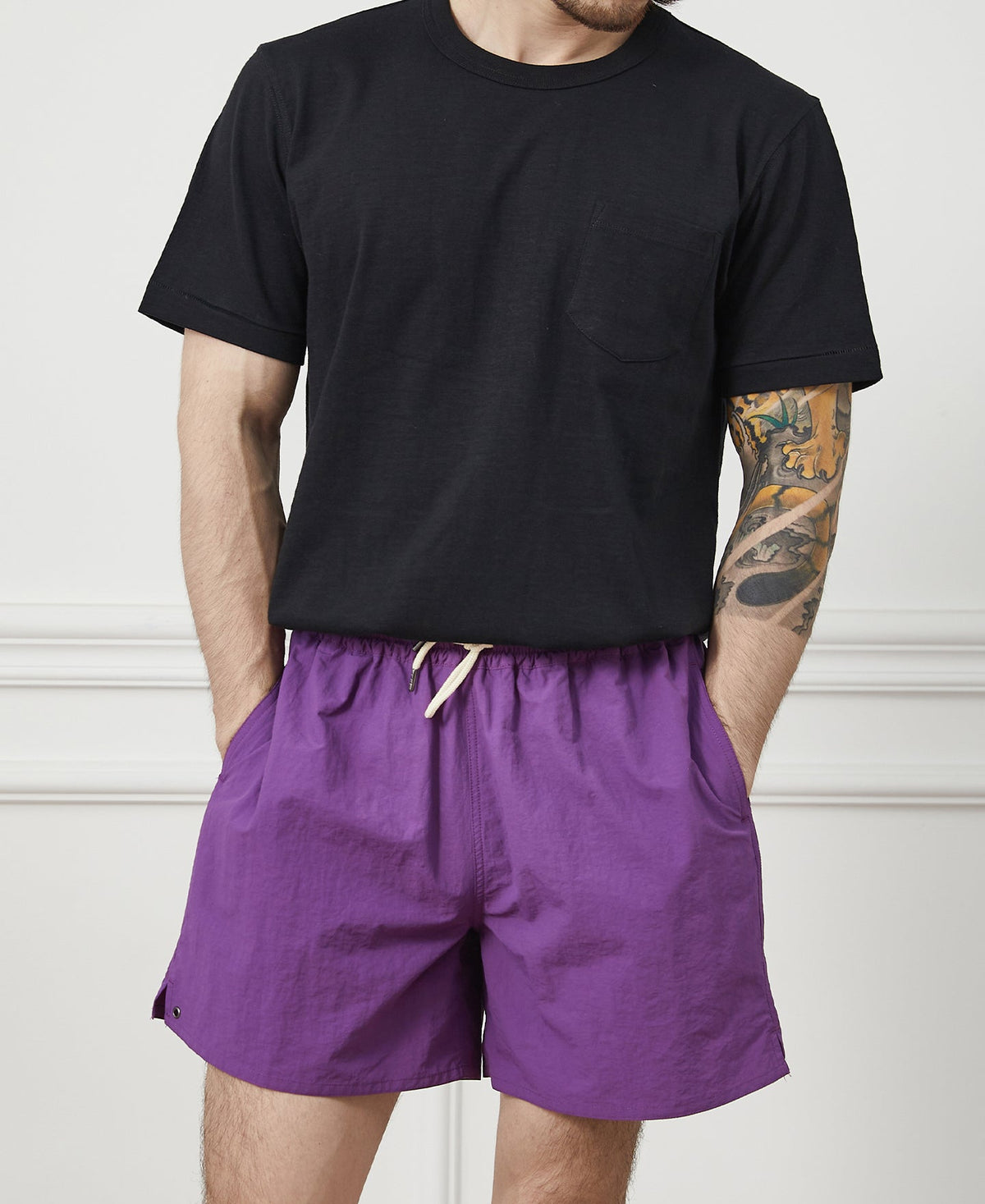 5-Inch Nylon Swim Shorts Purple Athletic Short Inseam