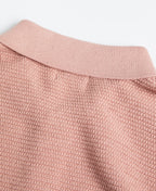 Jacquard Short Sleeve Polo Shirt Pink Vintage Knit Retro Pattern