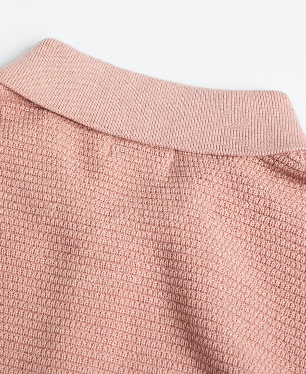 Jacquard Short Sleeve Polo Shirt Pink Vintage Knit Retro Pattern