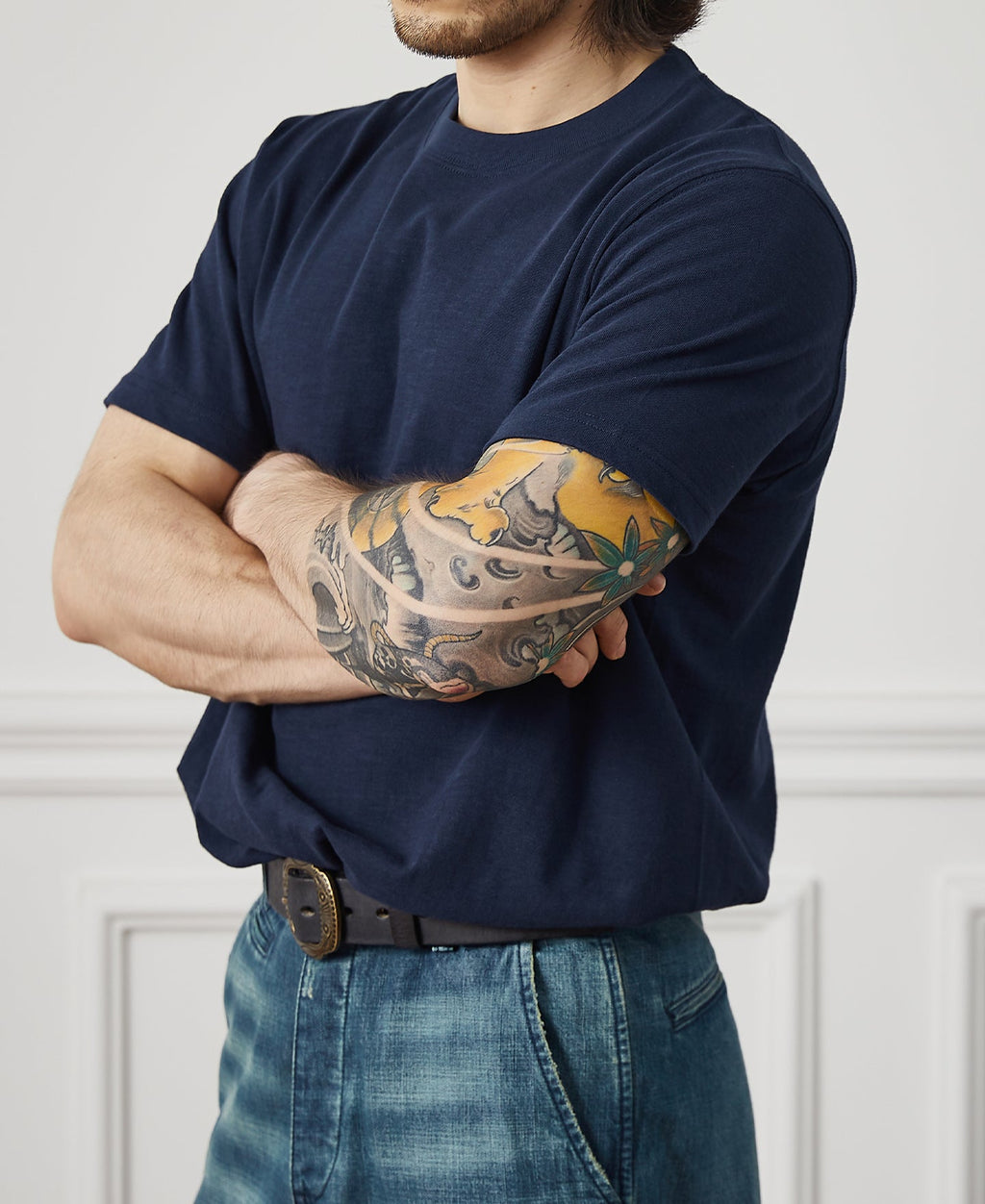 Loopwheel Slub Cotton Navy T-Shirt Relaxed Everyday Fit