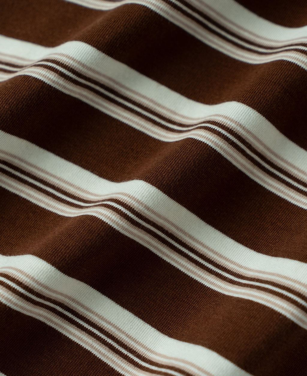 Heavyweight Stripe Crewneck Long Sleeve T-Shirt White Coffee