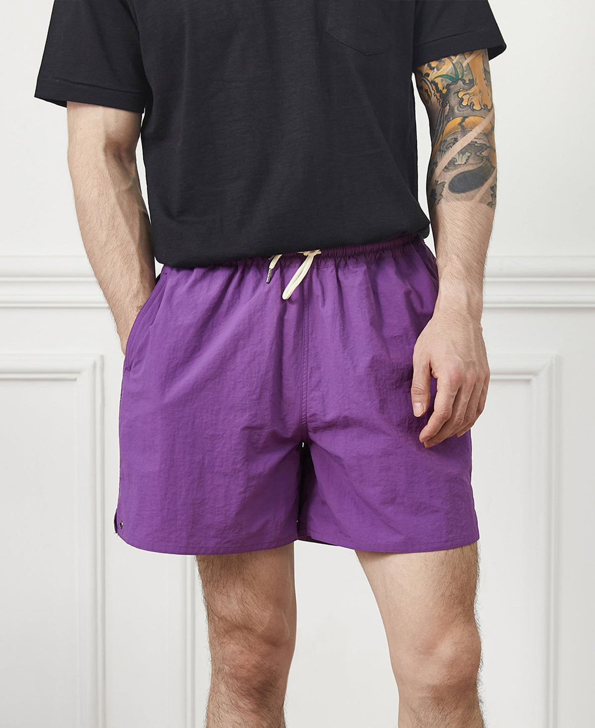 5-Inch Nylon Swim Shorts Purple Athletic Short Inseam