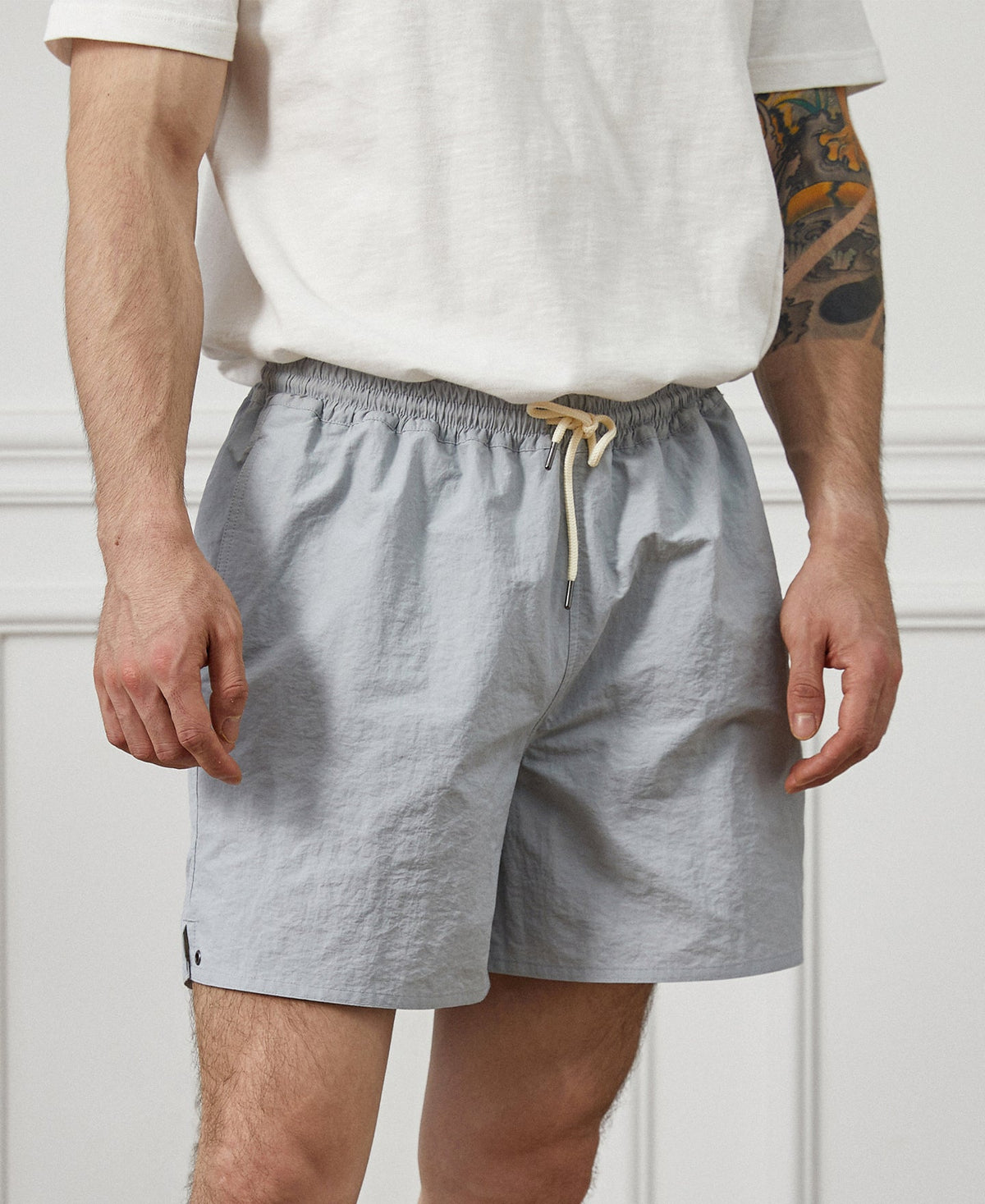 5-Inch Nylon Swim Shorts Light Gray Quick Dry