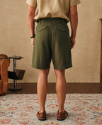 Cotton Linen Military Shorts Olive Earthy Heritage