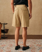 Cotton Linen Military Shorts Khaki Heritage Relaxed