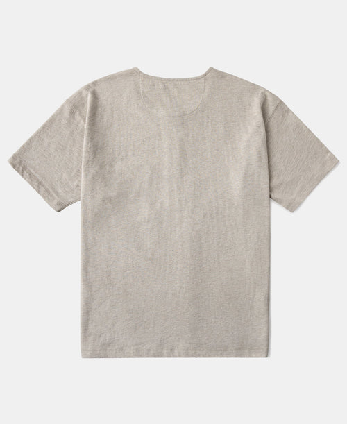 1940s Slub Cotton Henley Pocket T-Shirt Oats Warm Neutral