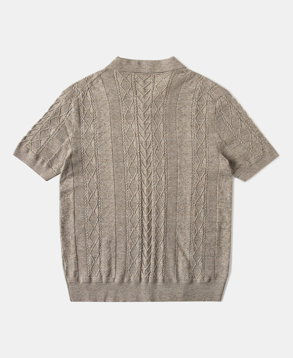 Jacquard Melange Yarn Polo Shirt Oats Short Sleeve