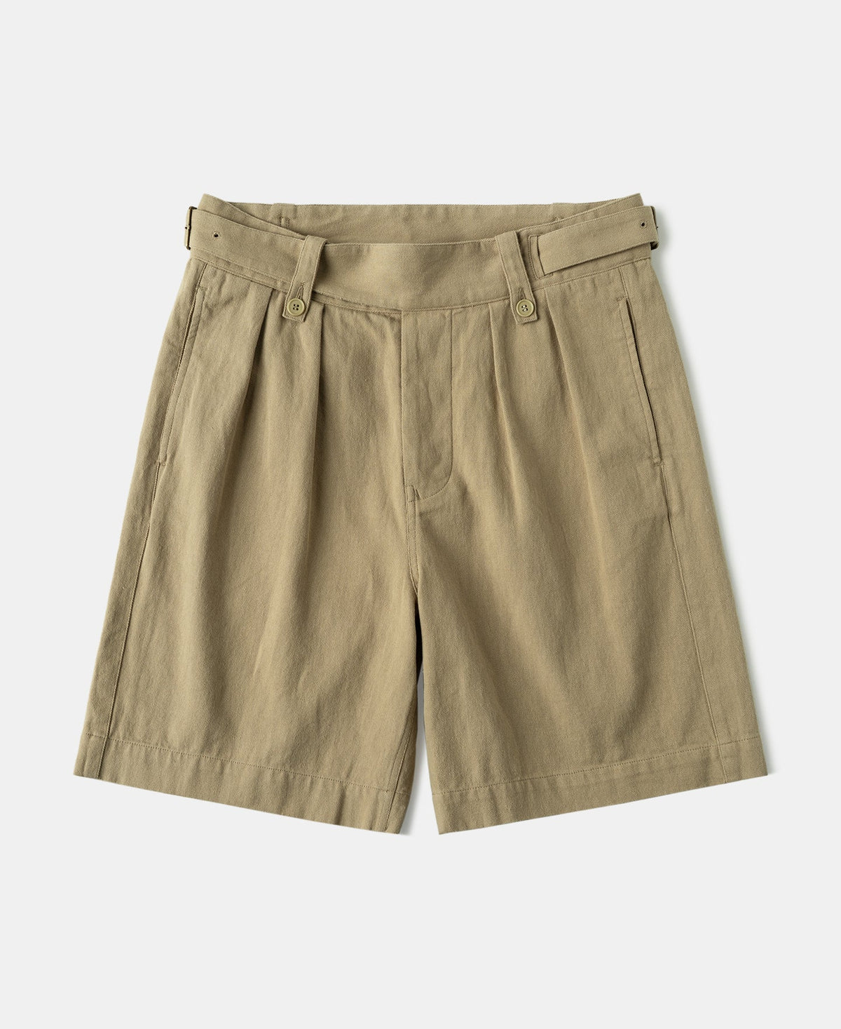 Cotton Linen Military Shorts Khaki Heritage Relaxed