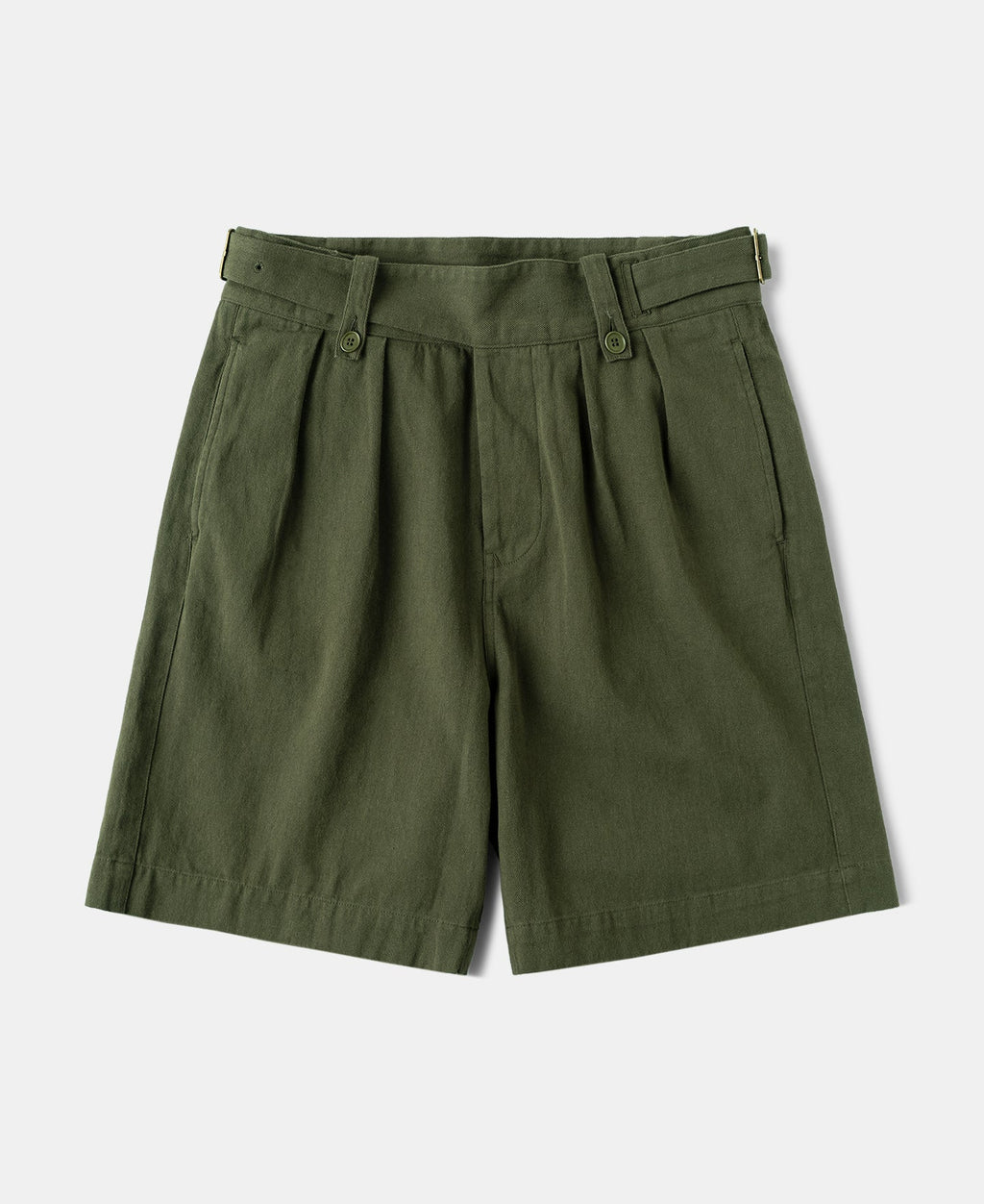 Cotton Linen Military Shorts Olive Earthy Heritage