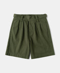 Cotton Linen Military Shorts Olive Earthy Heritage