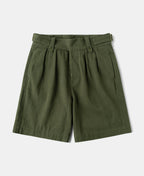 Cotton Linen Military Shorts Olive Earthy Heritage