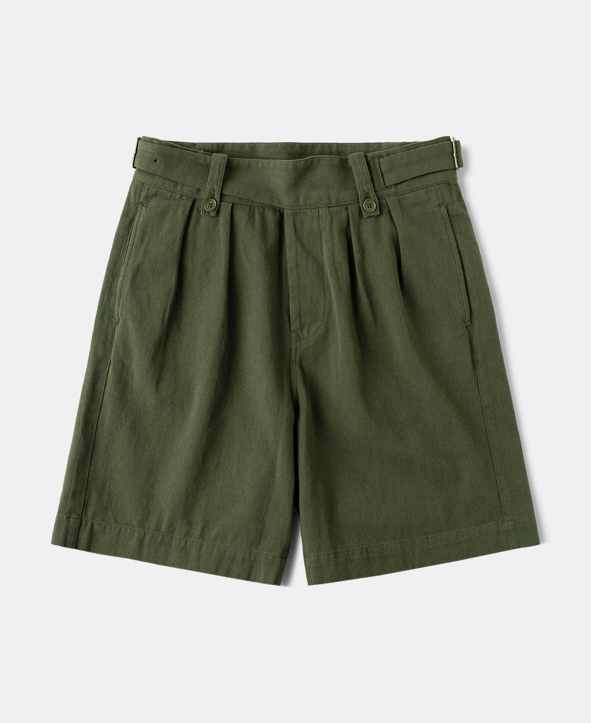 Cotton Linen Military Shorts Olive Earthy Heritage