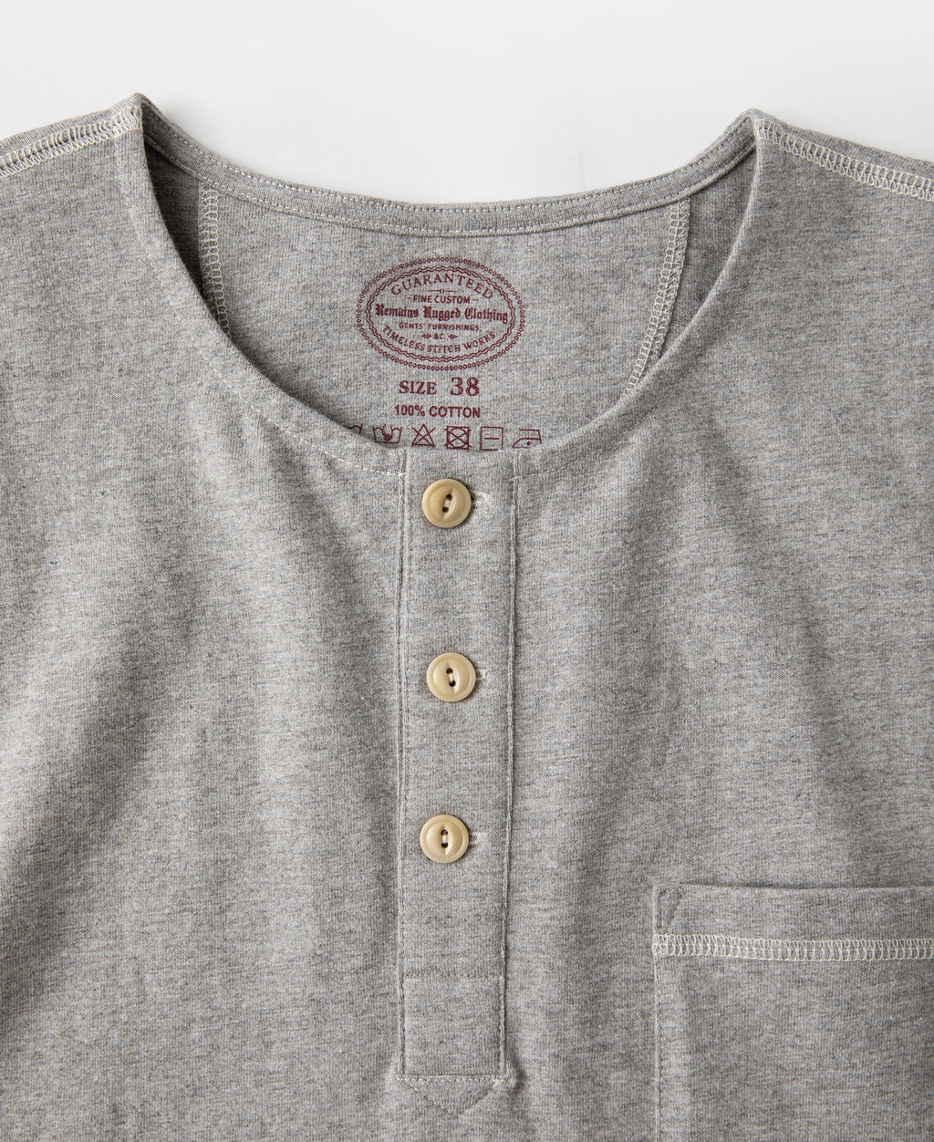 1940s Slub Cotton Henley Pocket T-Shirt Gray Heathered Casual