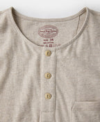 1940s Slub Cotton Henley Pocket T-Shirt Oats Warm Neutral