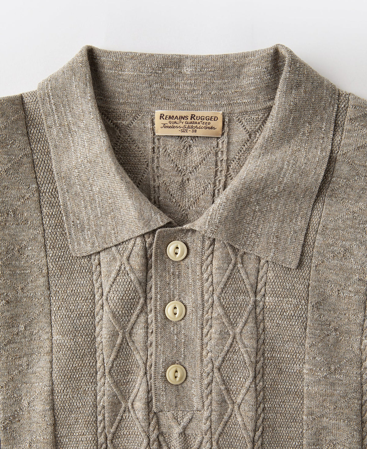 Jacquard Melange Yarn Polo Shirt Oats Short Sleeve