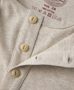 1940s Slub Cotton Henley Pocket T-Shirt Oats Warm Neutral