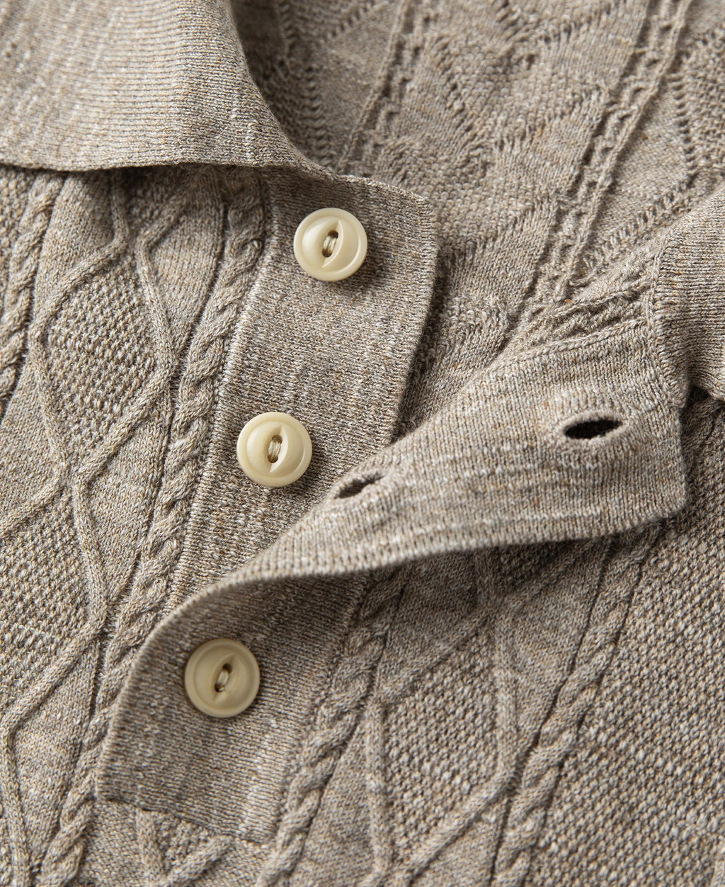 Jacquard Melange Yarn Polo Shirt Oats Short Sleeve