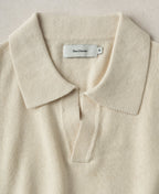 Linen Cotton Blend Knit Collar Polo Apricot Short Sleeve