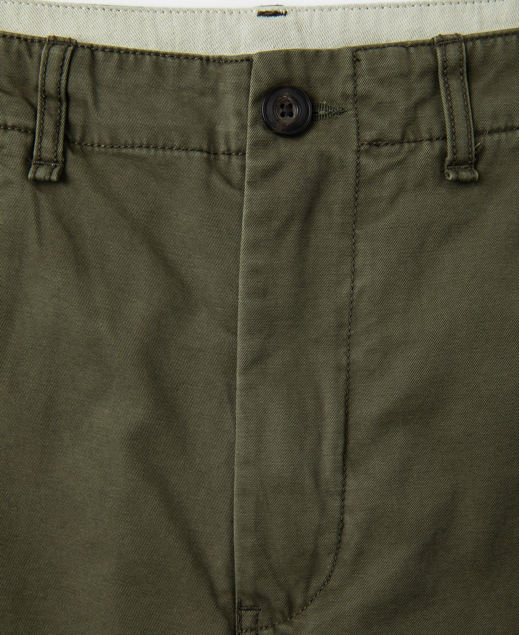 1930s Washed Officer Chino Shorts Olive Earthy Military Inspired