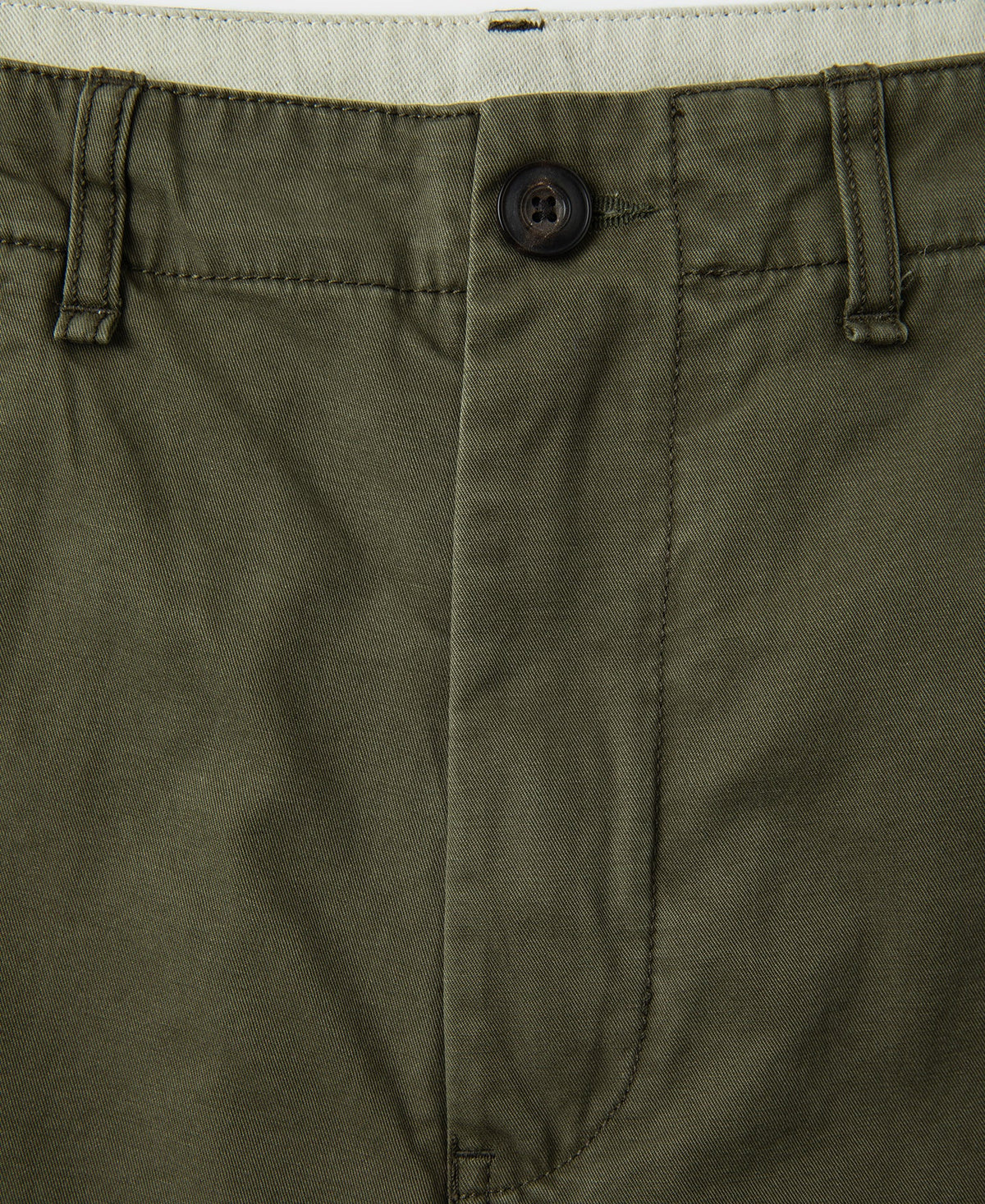 1930s Washed Officer Chino Shorts Olive Earthy Military Inspired