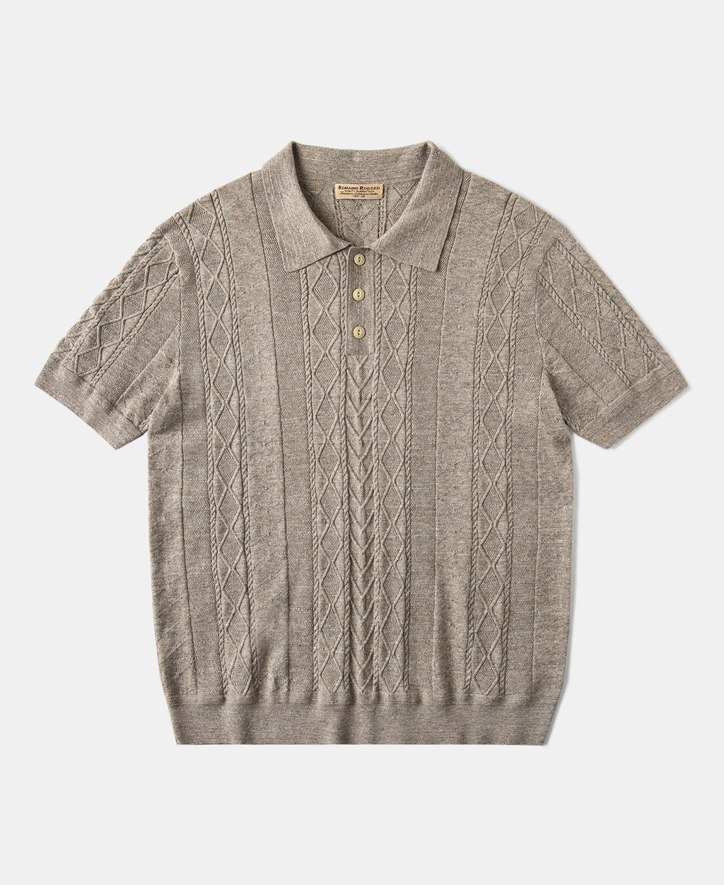 Jacquard Melange Yarn Polo Shirt Oats Short Sleeve