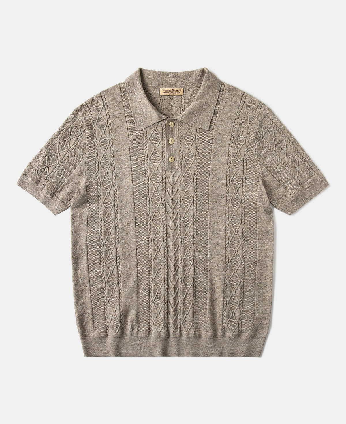 Jacquard Melange Yarn Polo Shirt Oats Short Sleeve