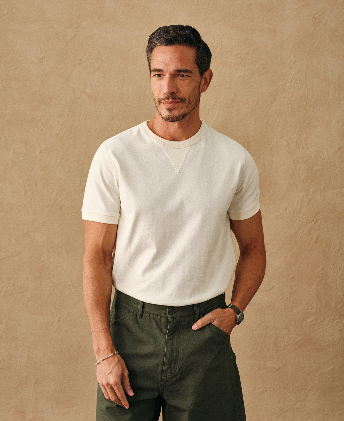 1950s V-Gusset White Cotton T-Shirt Vintage Athletic Cut